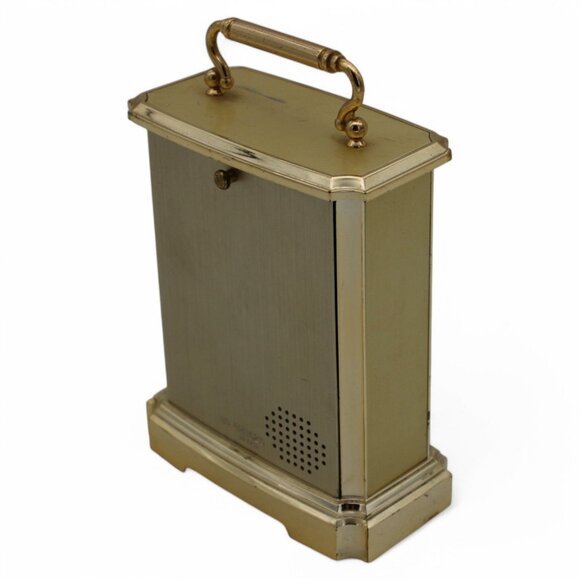 Vintage Bulova Westminster Melody Gold-Tone Mantel Clock Quartz With Handle - Picture 5 of 7